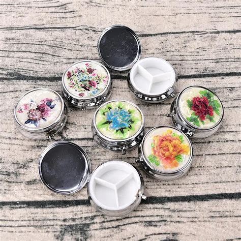 pocket pill box metal|small round pill containers.